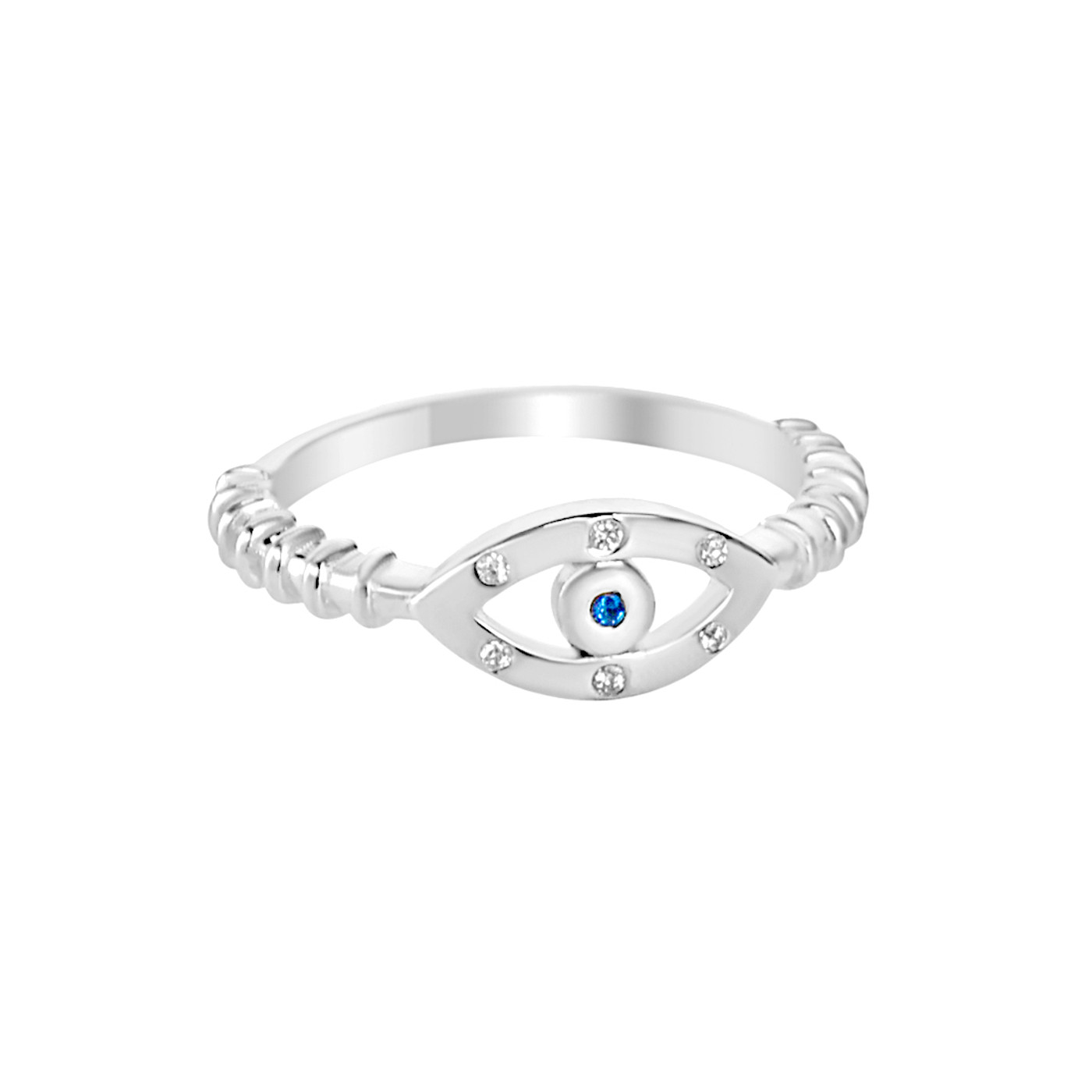 Mother's Day Gift Evil Eye Ring S925 Sterling Silver Silver Adjustable